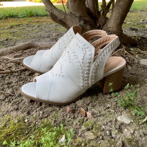 BOHO Aztec style peep toe slingback mules 7.5 8 - Picture 5 of 6